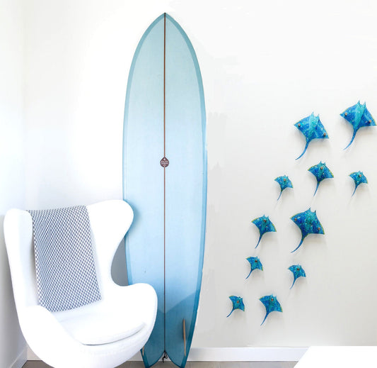 Fused glass stingrays. Manta Rays. Manta Rays wall art. Bathroom wall art. Ocean art. Beach house decor. Coastal art. Sea art.