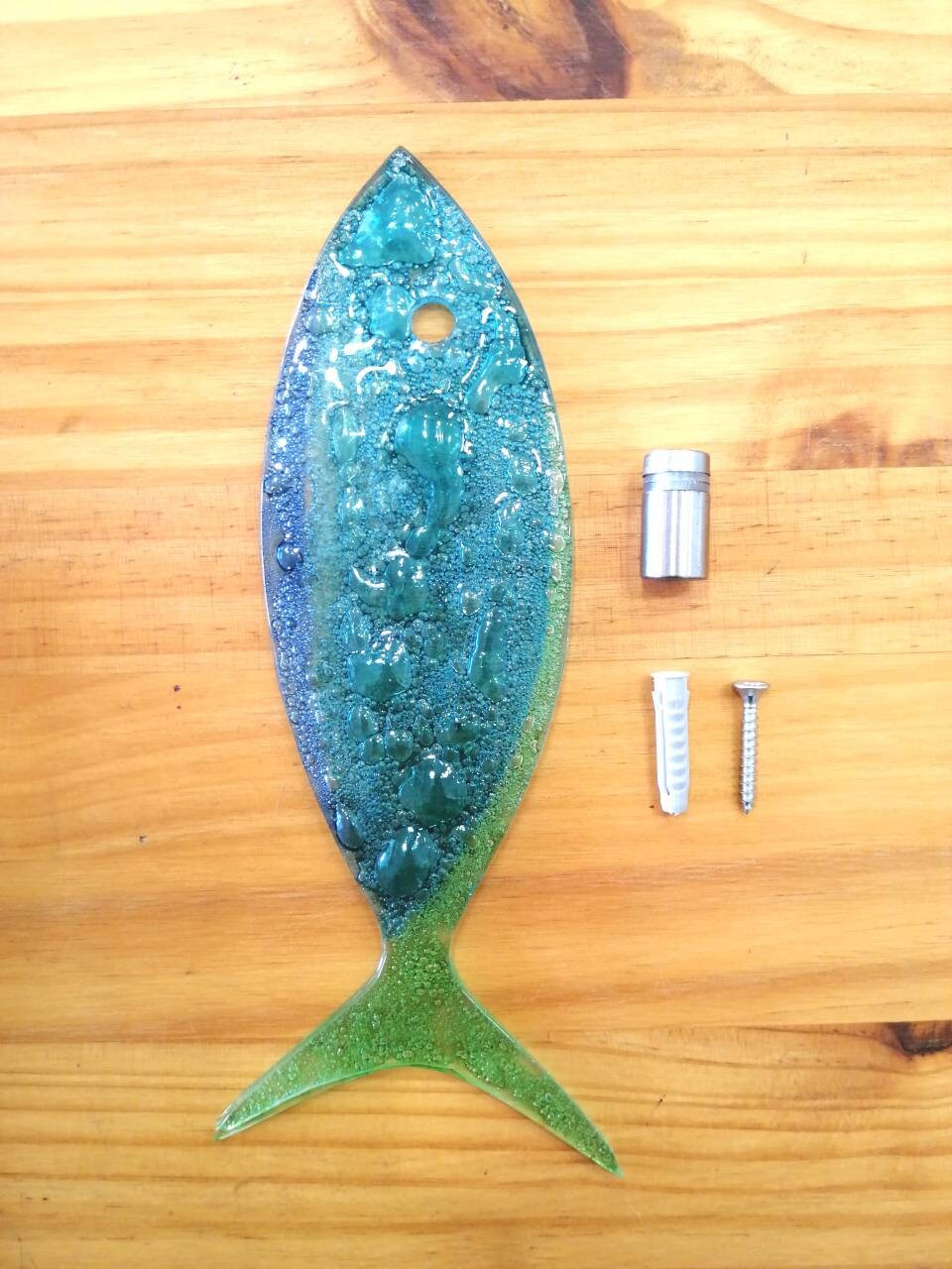 16 fish set .Fused glass school of fish. Ocean art. Blue fish wall art. Bathroom wall art. Ocean Nautical Beach decor. Coastal art Sea art