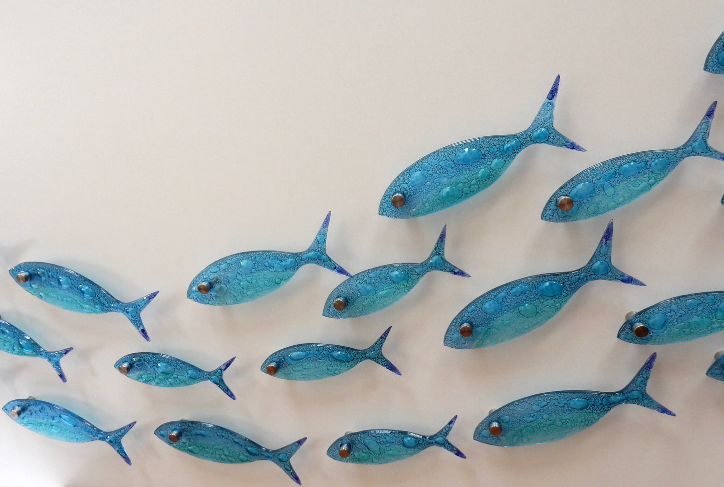 35 fish set. Fused glass fish. Ocean art. Blue fish wall art. Bathroom wall art.Ocean Nautical Beach decor. Coastal art Sea art