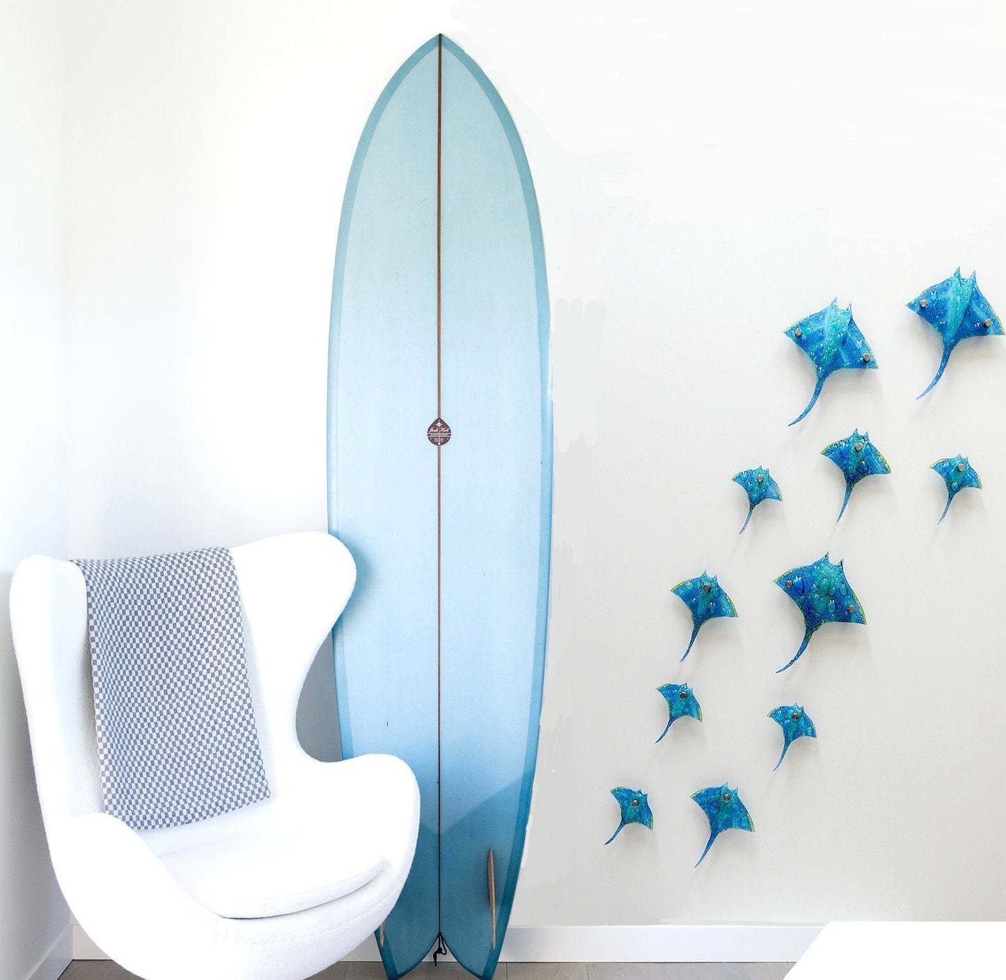 SET of 3 stingrays. Fused Glass Rays. Rays wall art. Bathroom wall art. Ocean art. Beach house decor. Coastal art. Sea art